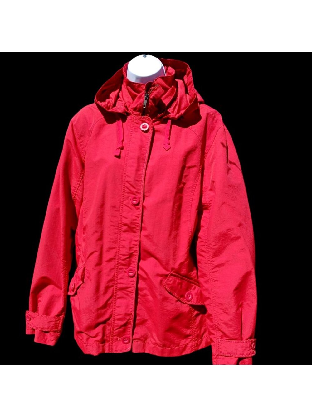Lands End Storm Raker Jacket Hooded Windbreaker Utility Gorpcore Outdoor Women L